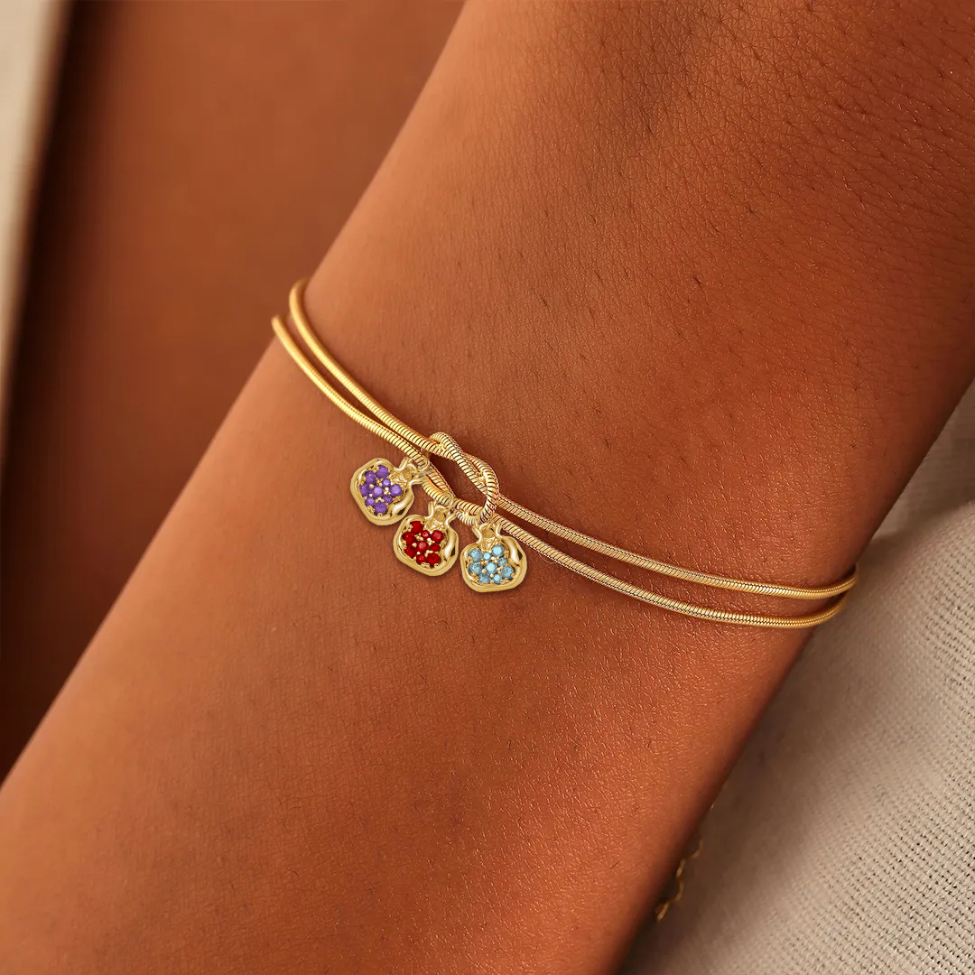 Personalized 1-8 Mini Red Pomegranate Stones Bracelet
