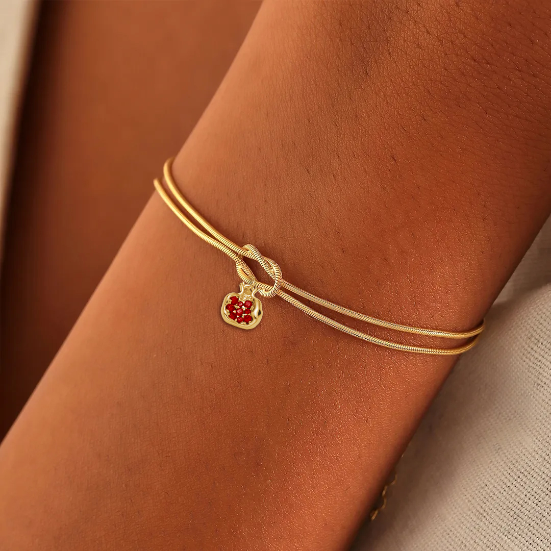Mother & Daughter Mini Red Pomegranate Knot Bracelet