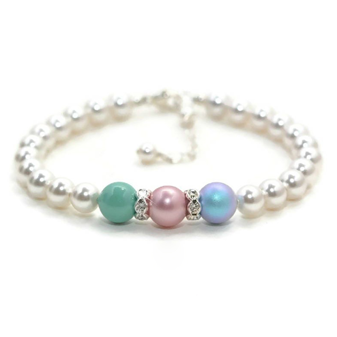 Personalized 1-8 Pearl Birthstones Mother Bracelet