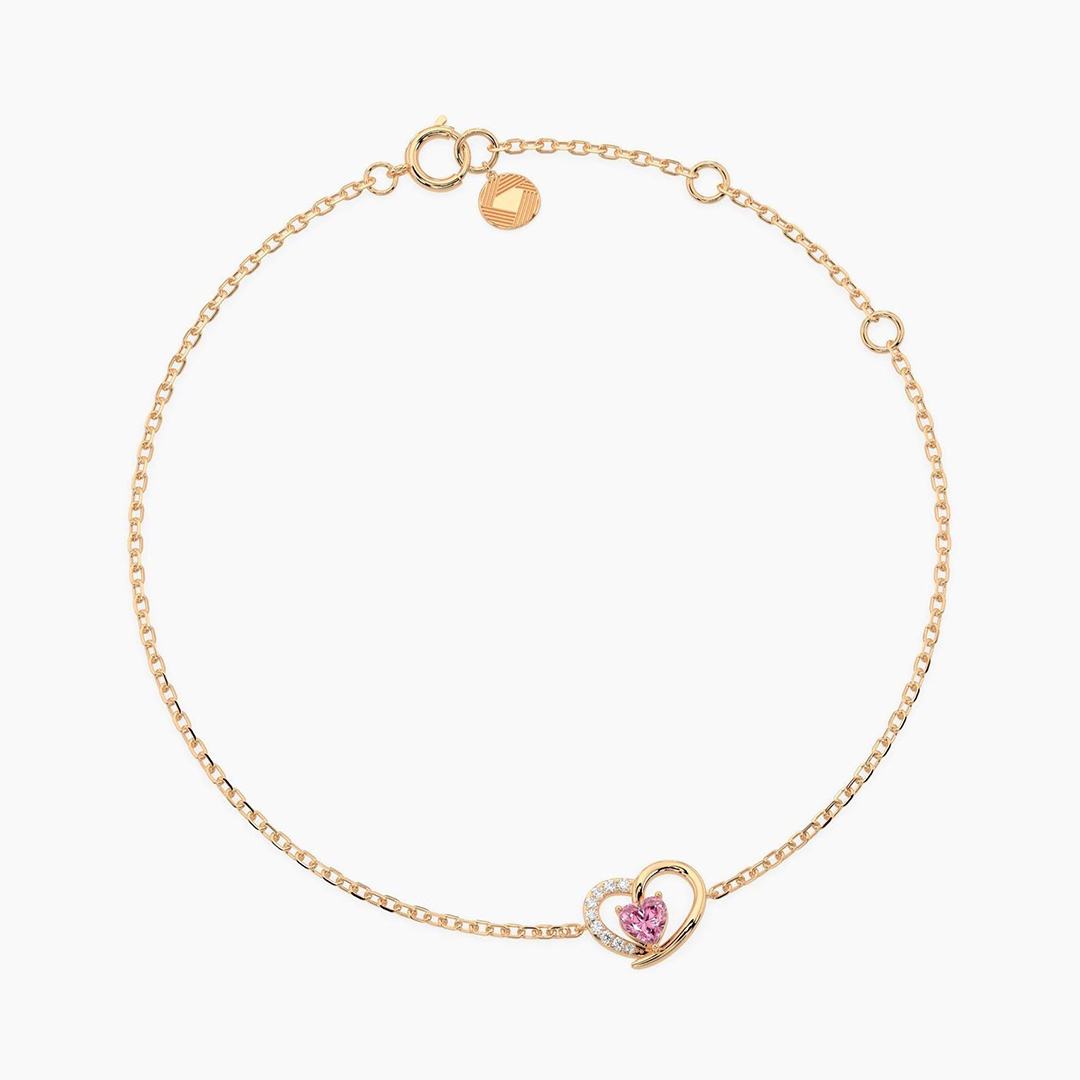 Round Pink Diamond Heart Bracelet