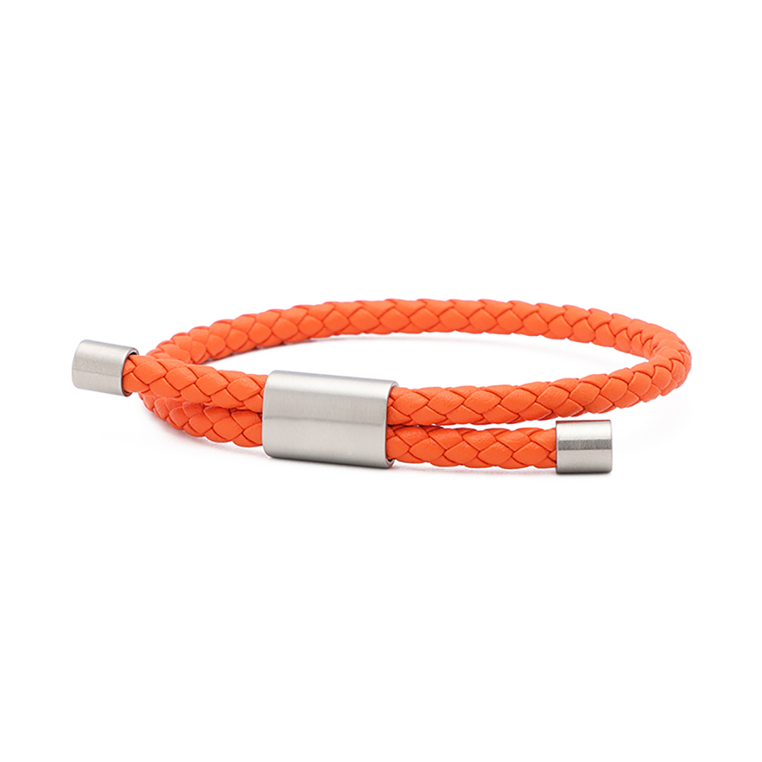 Multiple Sclerosis Unisex Orange Leather Cord Bracelet