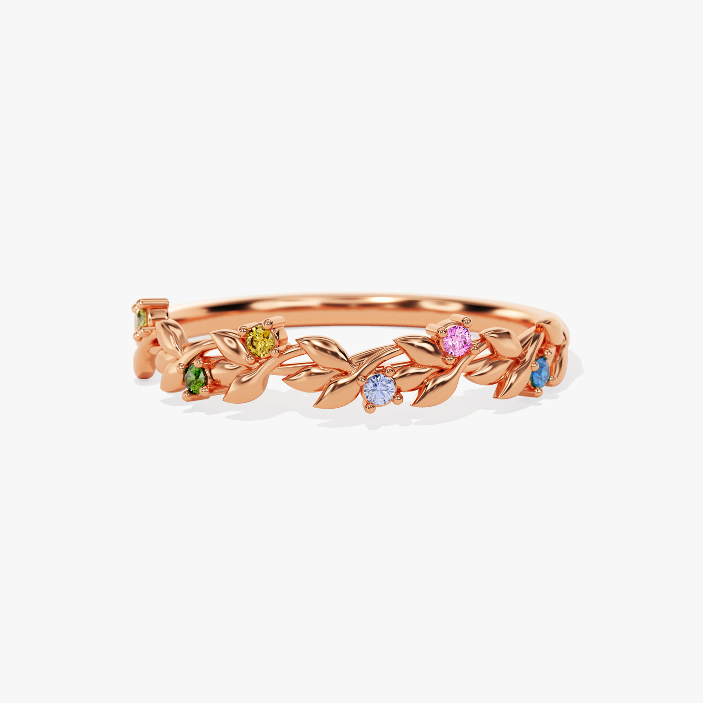 Personalized 1-6 Floral Birthstone Ring