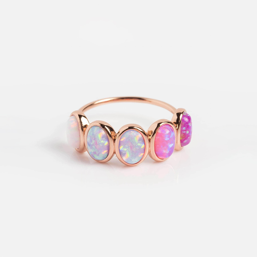 Mama of an Angel Opal Rainbow Ring