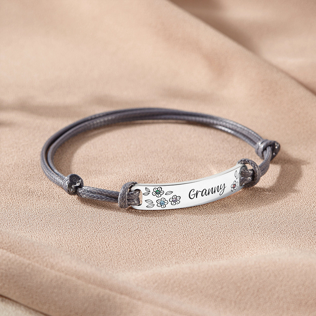 Personalized Gift Grandma's Garden Flower Bracelet