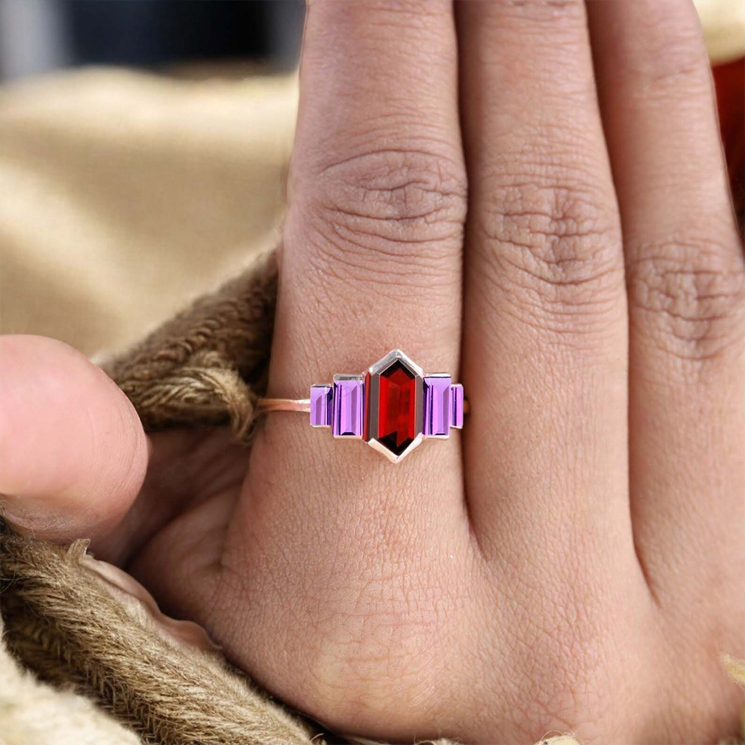 To Me From Me Vintage Garnet Amethyst Ring