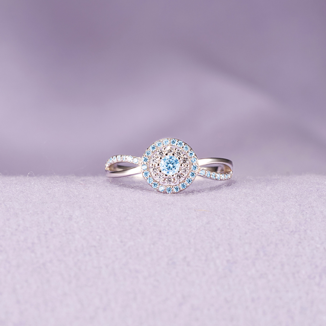 Amyotrophic Lateral Sclerosis Awareness Blue And White Circle Ring