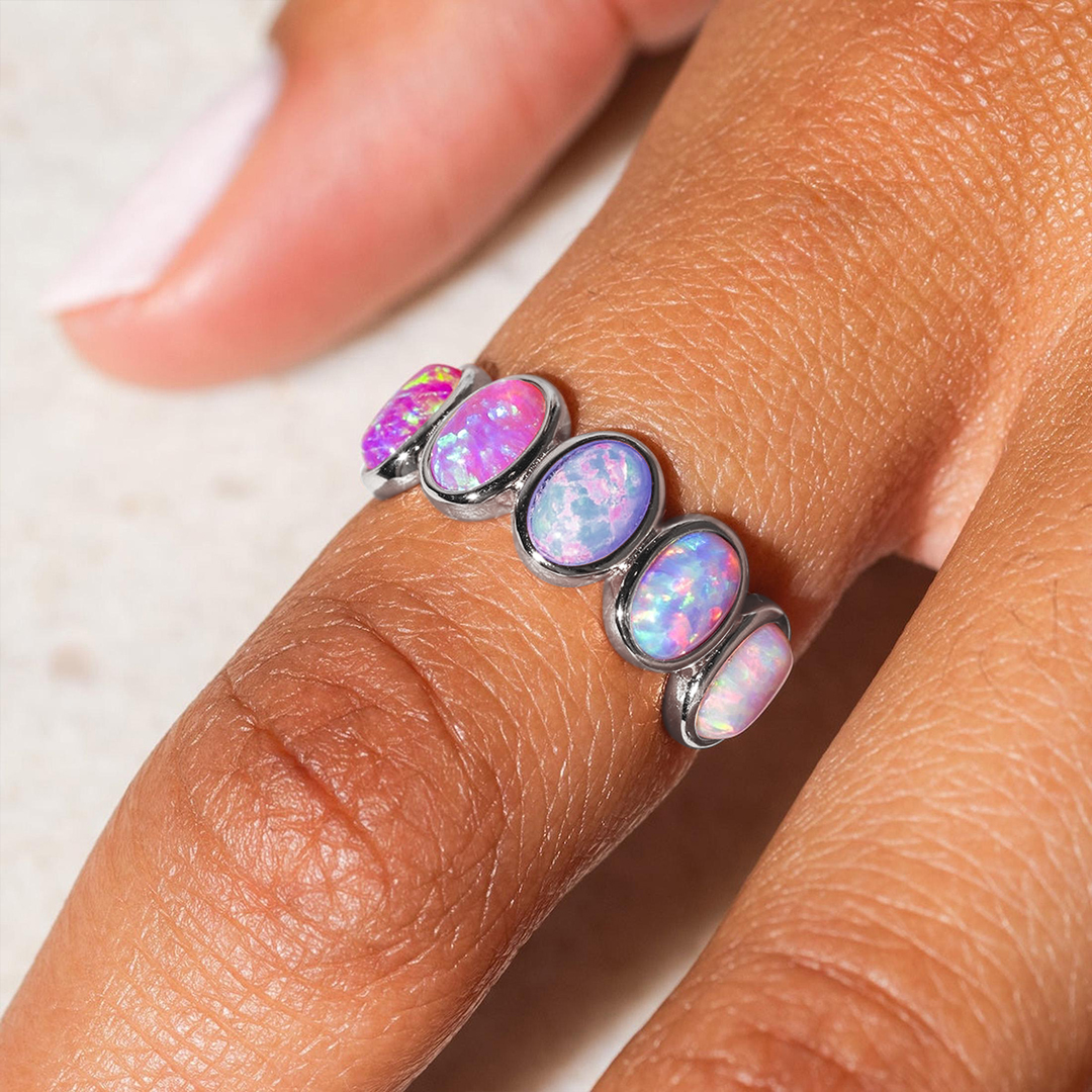 Mama of an Angel Opal Rainbow Ring