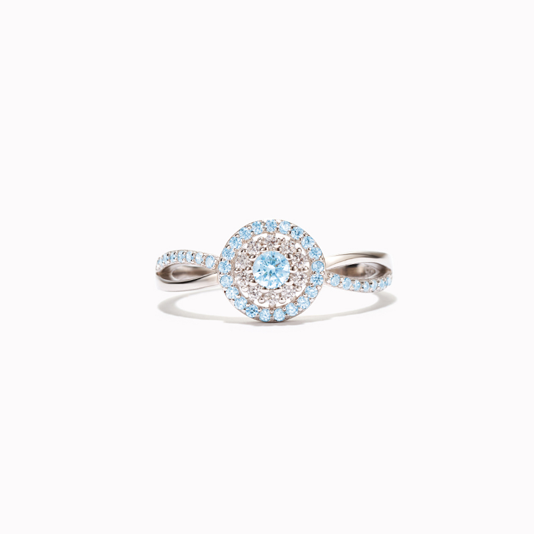 Amyotrophic Lateral Sclerosis Awareness Blue And White Circle Ring