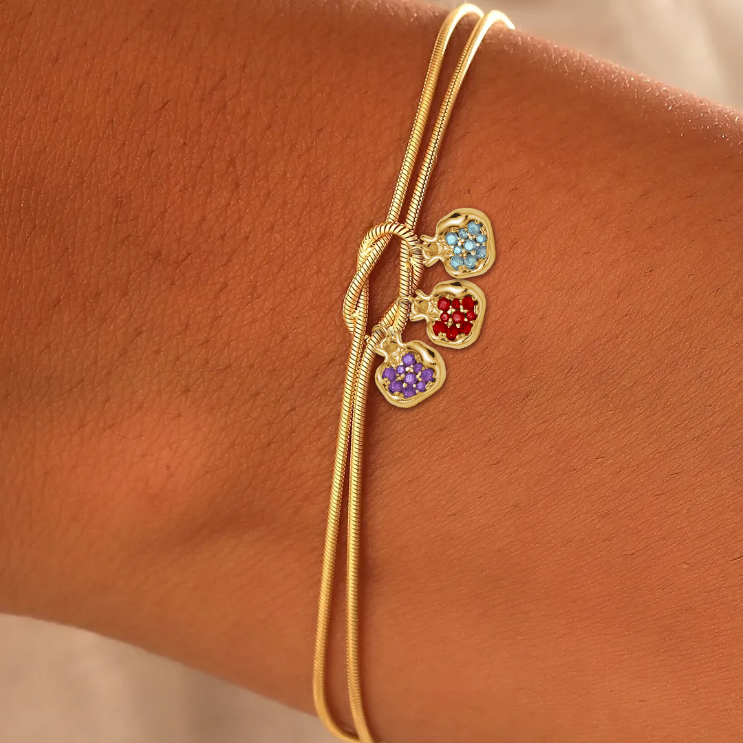 Personalized 1-8 Mini Red Pomegranate Stones Bracelet