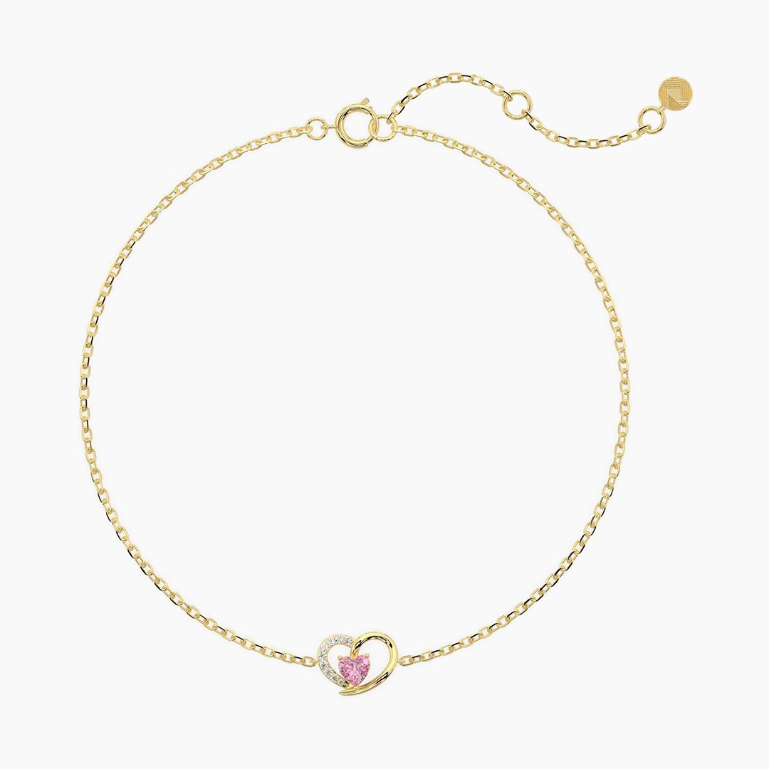 Round Pink Diamond Heart Bracelet