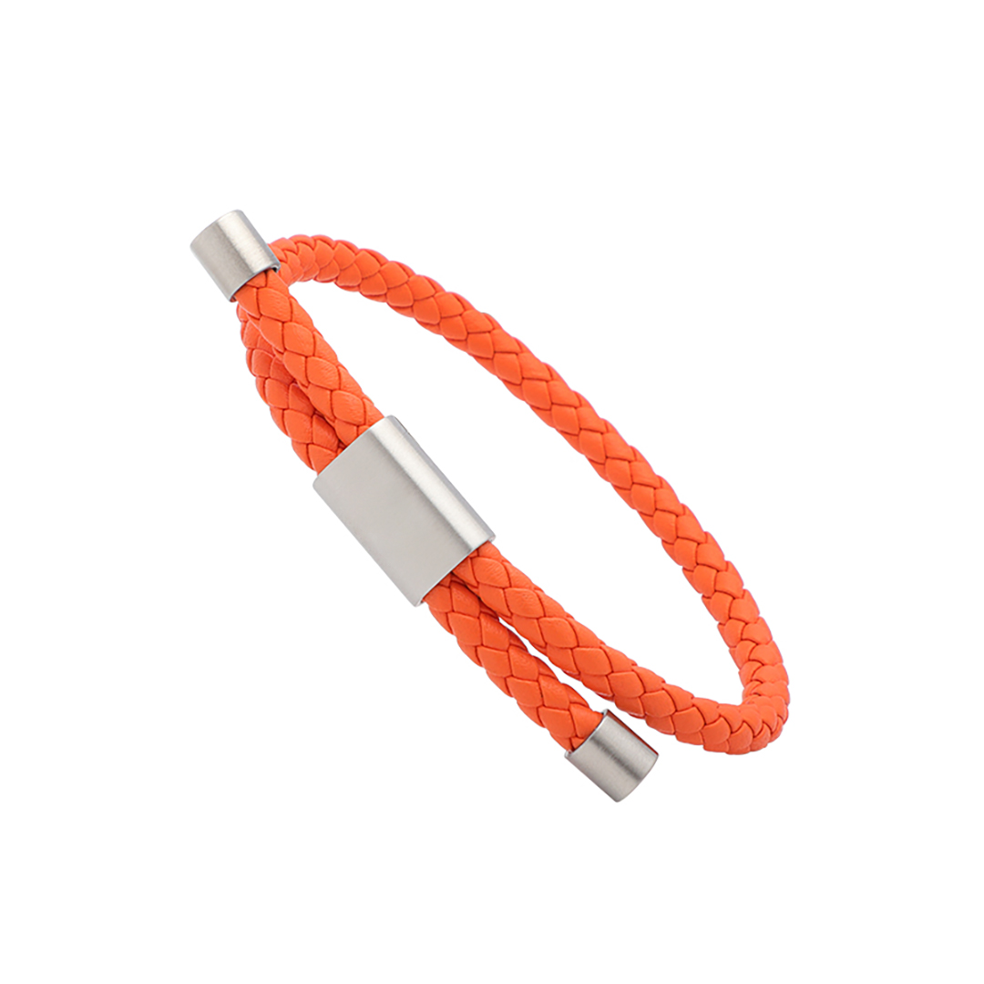 Multiple Sclerosis Unisex Orange Leather Cord Bracelet