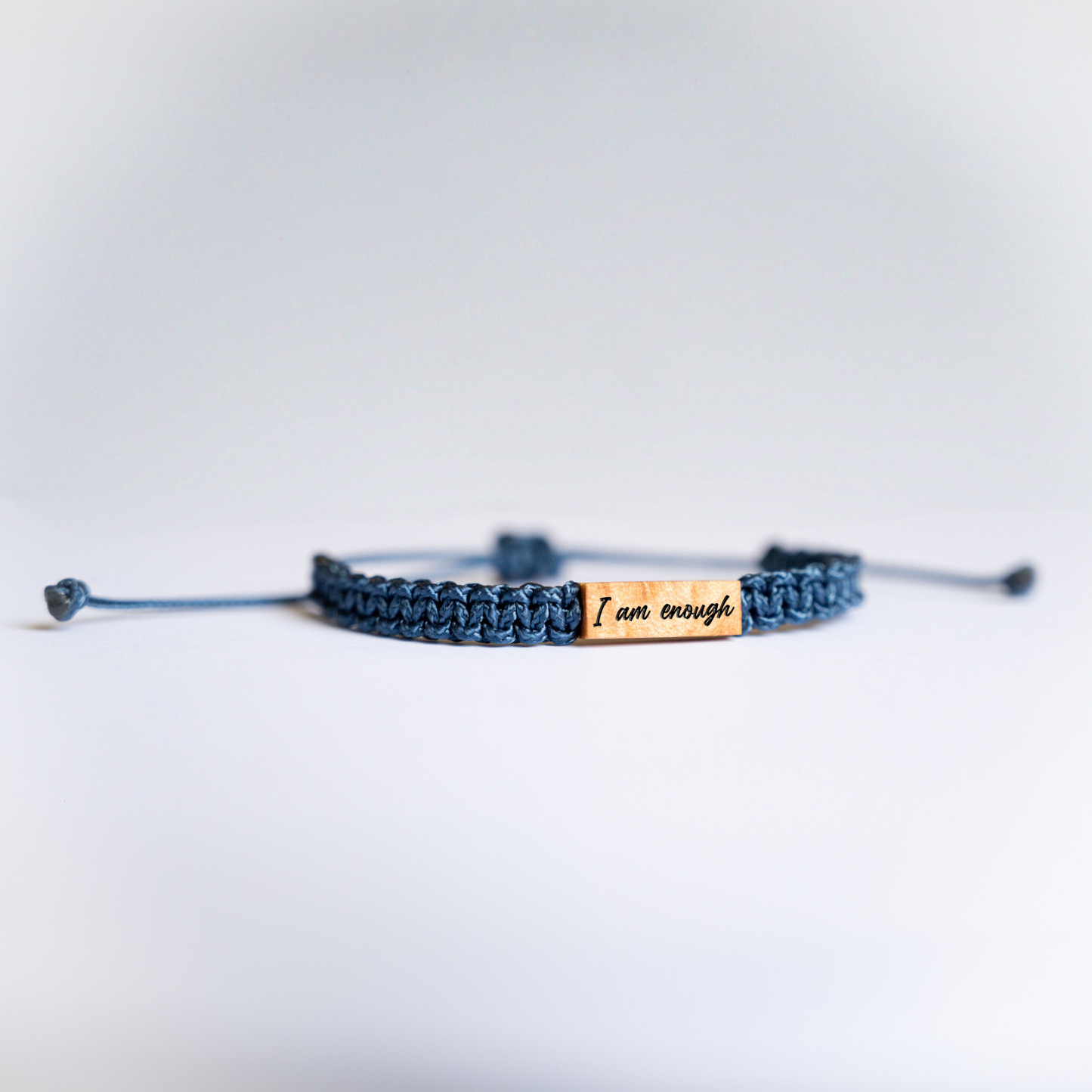 I Am Enough Reclaimed Wood Adjustable Bracelet