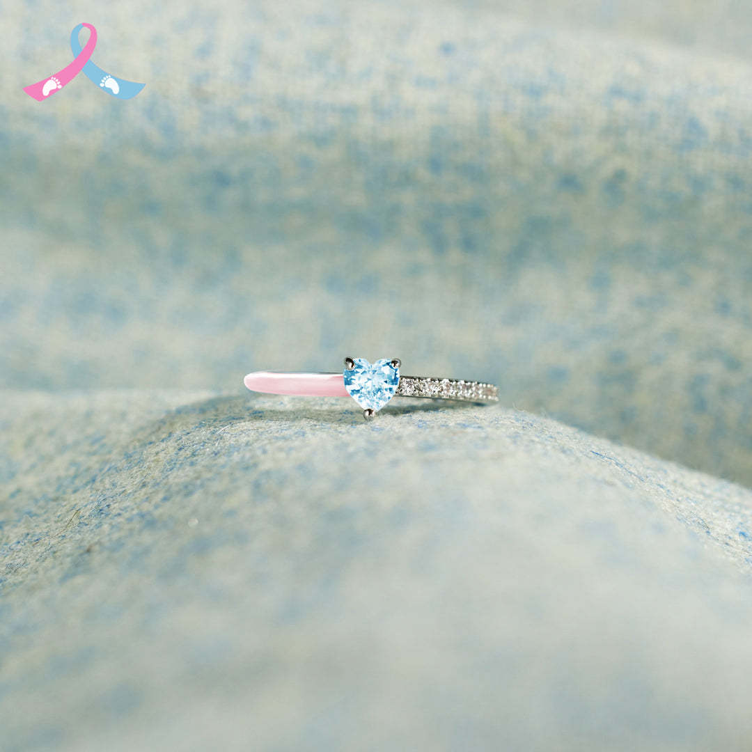Mama Of An Angel Blue Heart Ring