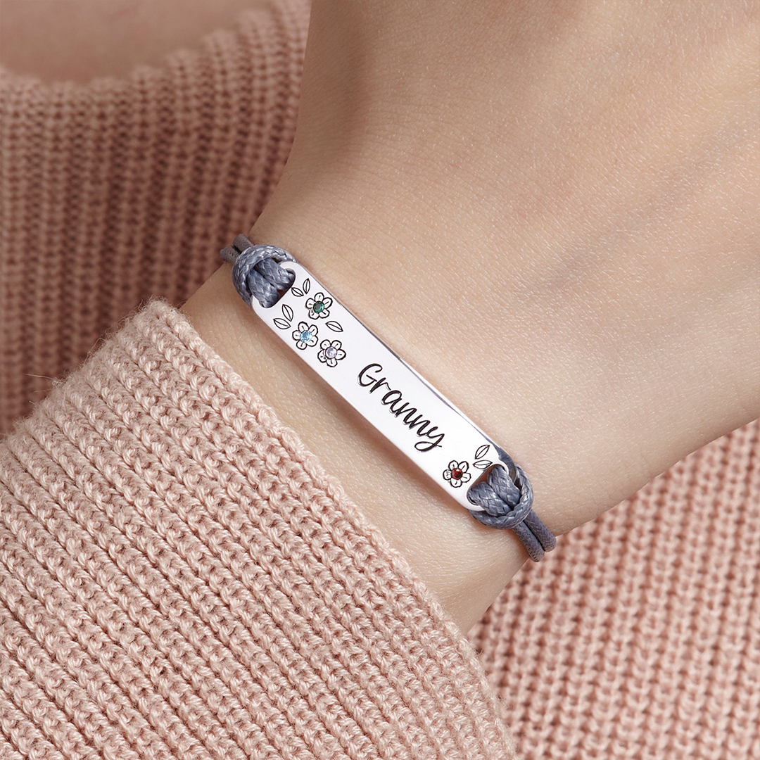 Personalized Gift Grandma's Garden Flower Bracelet