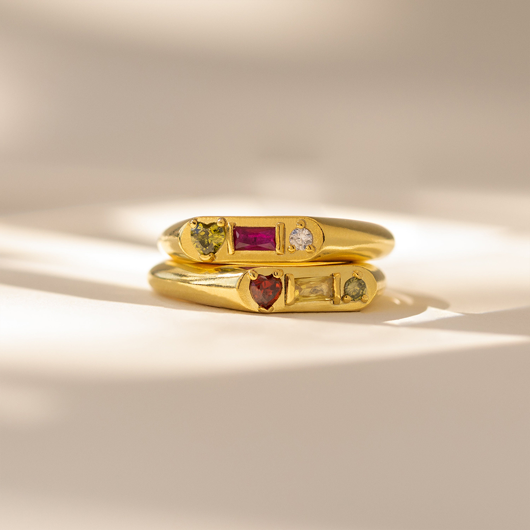 Custom 1-3 Birthstone Signet Ring