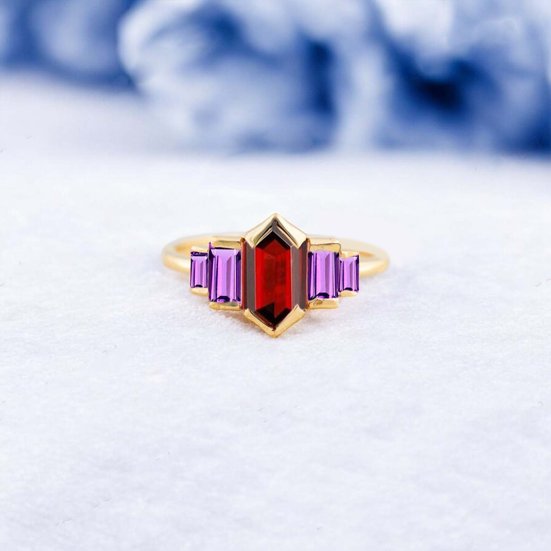 To Me From Me Vintage Garnet Amethyst Ring