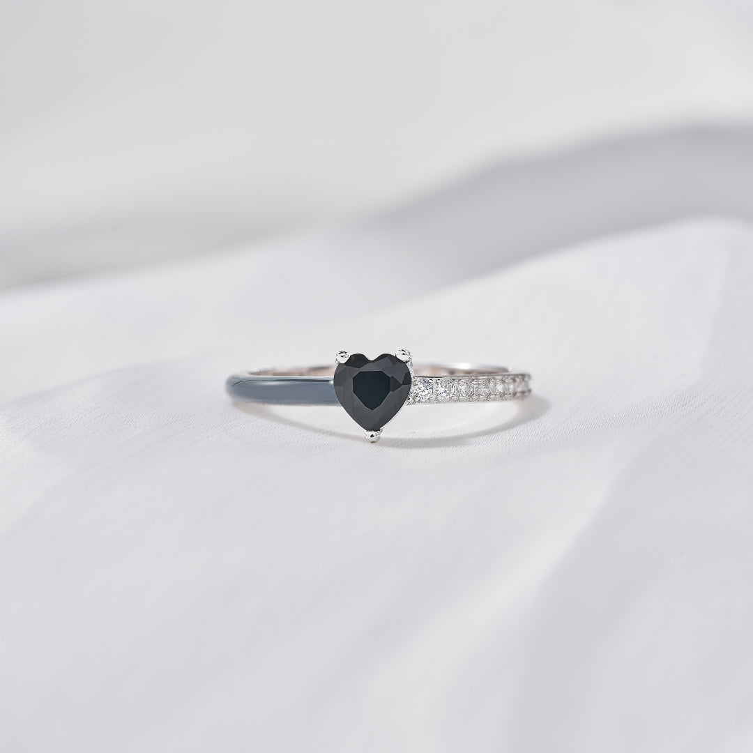 Black Heart Enamel Ring-But Every Day I Keep Going