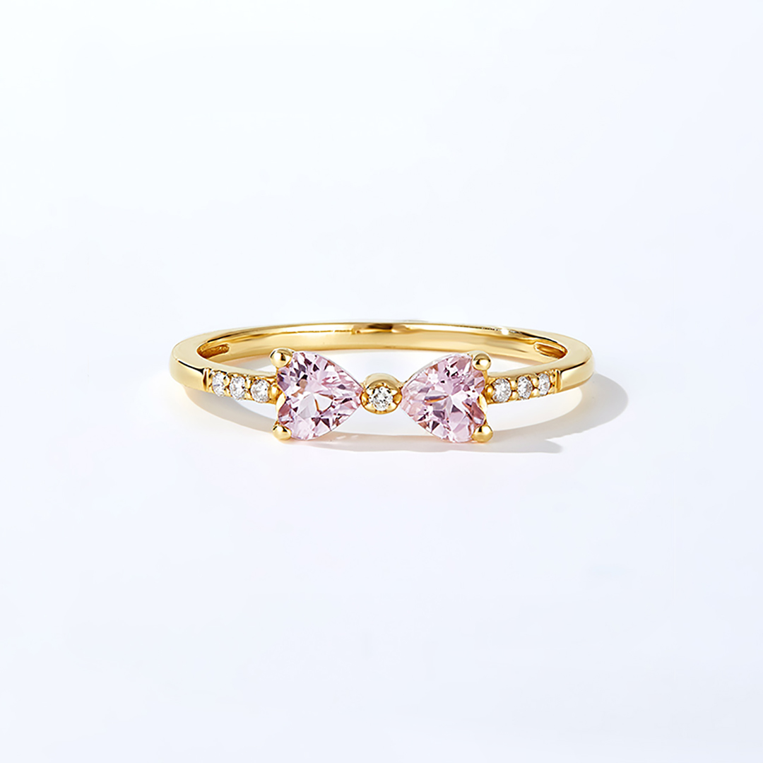 Mother&Daughter Pink Bow Knot Ring