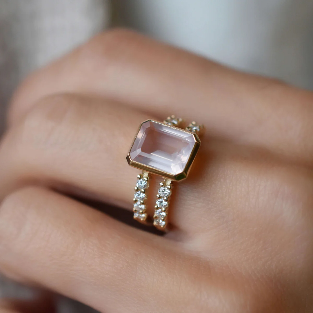 Breast Cancer I Am Enough Rose Quartz Ring