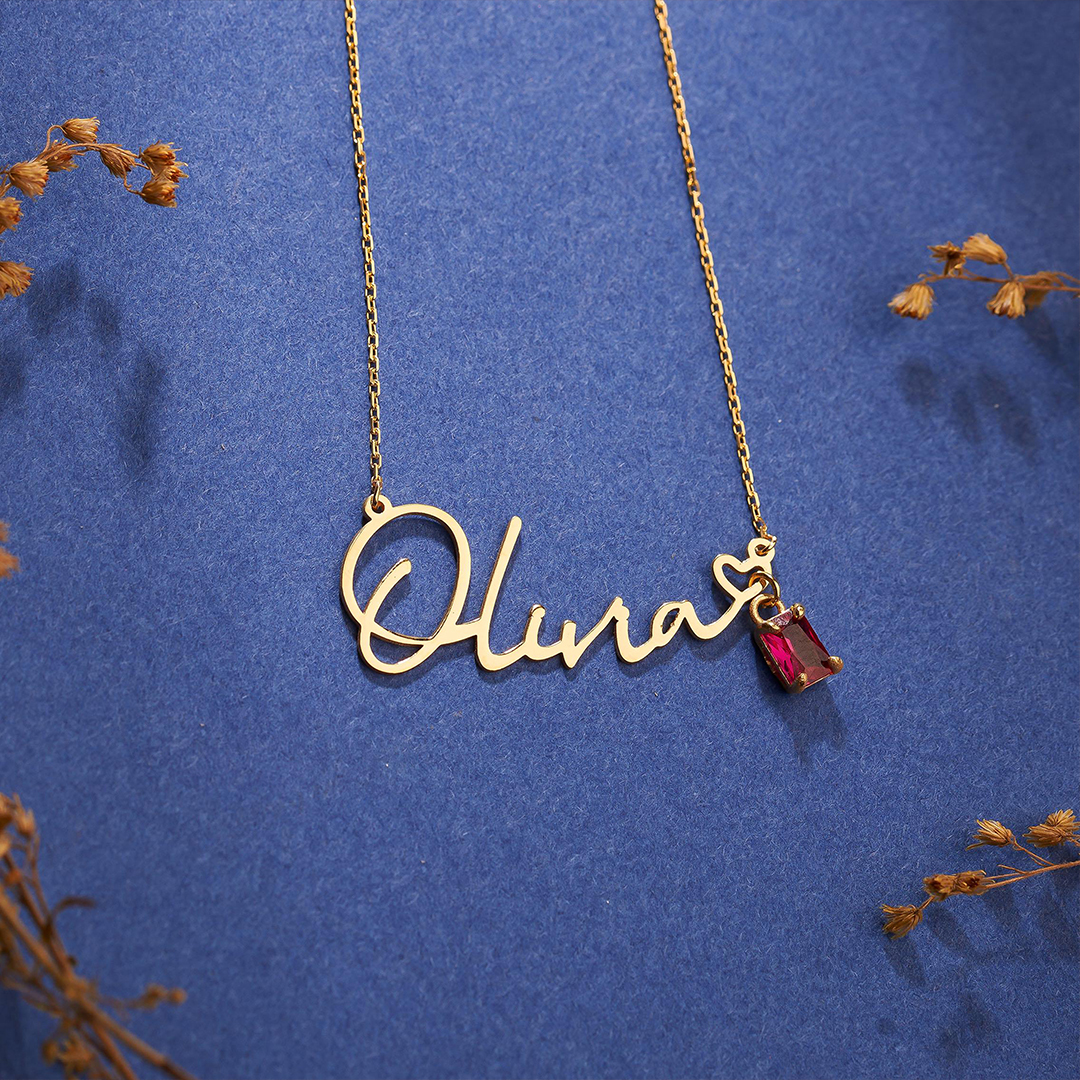 Personalized Name Necklace With Birthstone Self Love Necklace