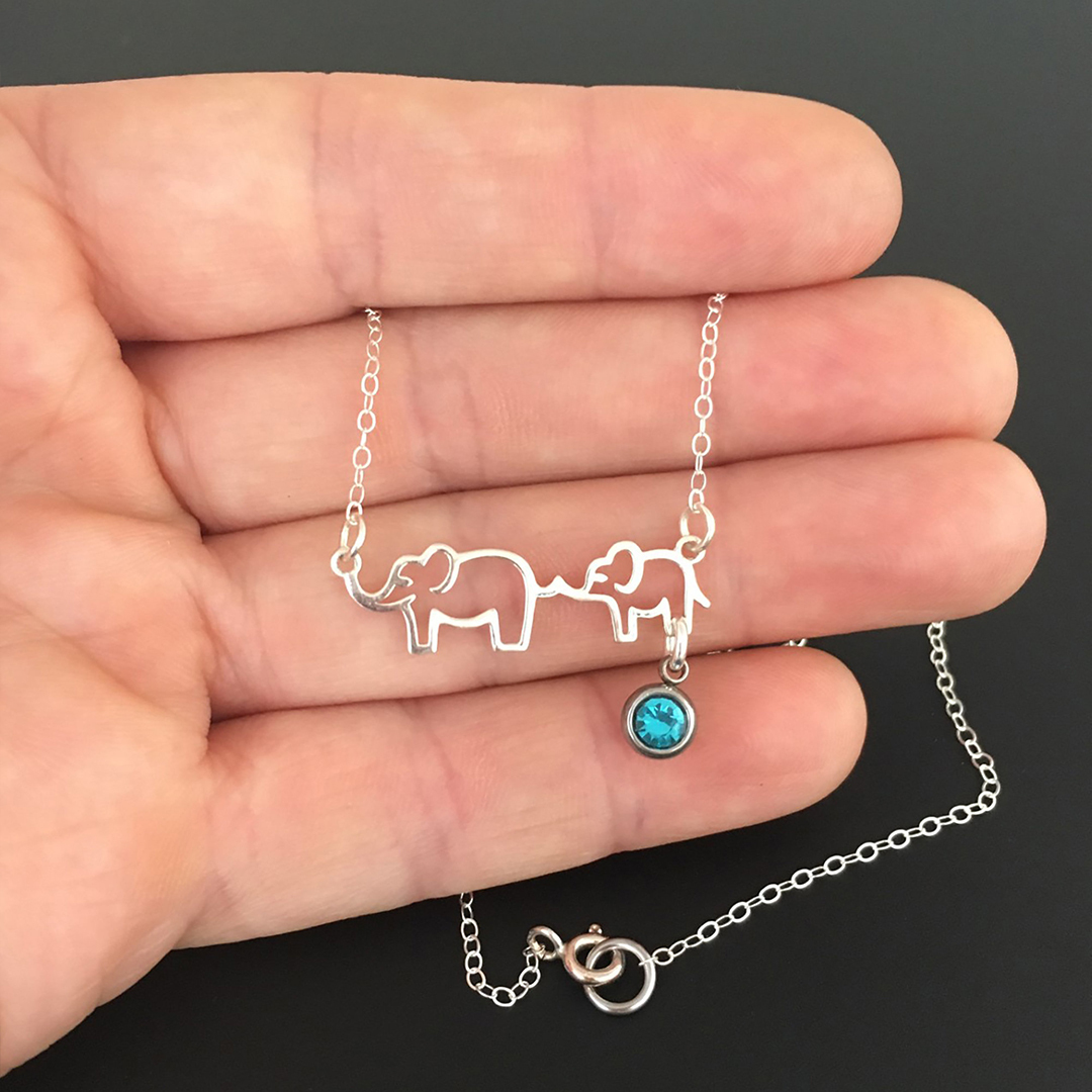 Personalized 1-5 Elephant Stones Necklace