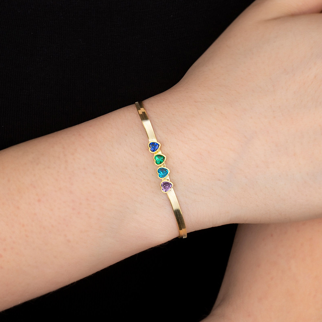 Personalized 1-8 Birthstones Family Love Bracelet