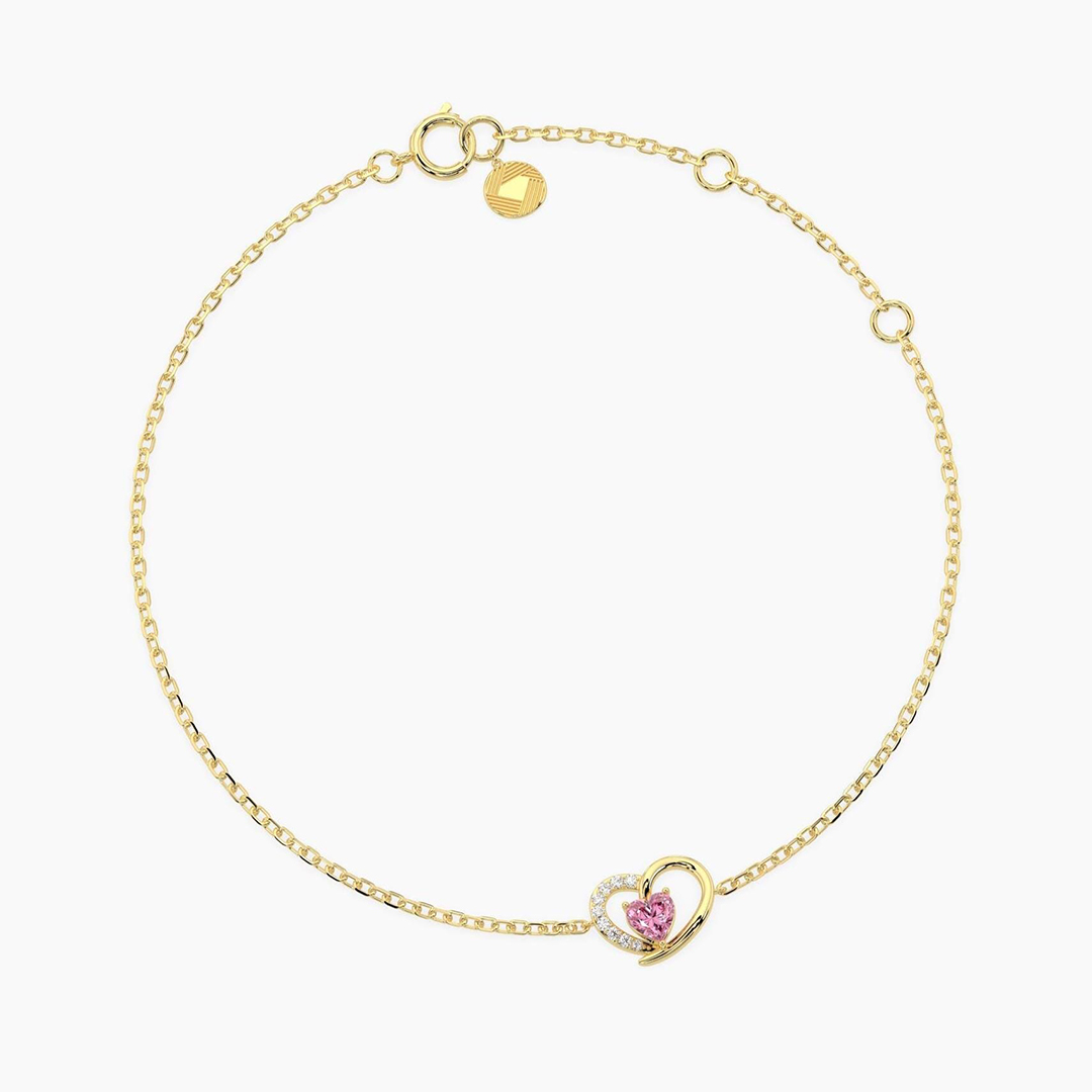 Round Pink Diamond Heart Bracelet