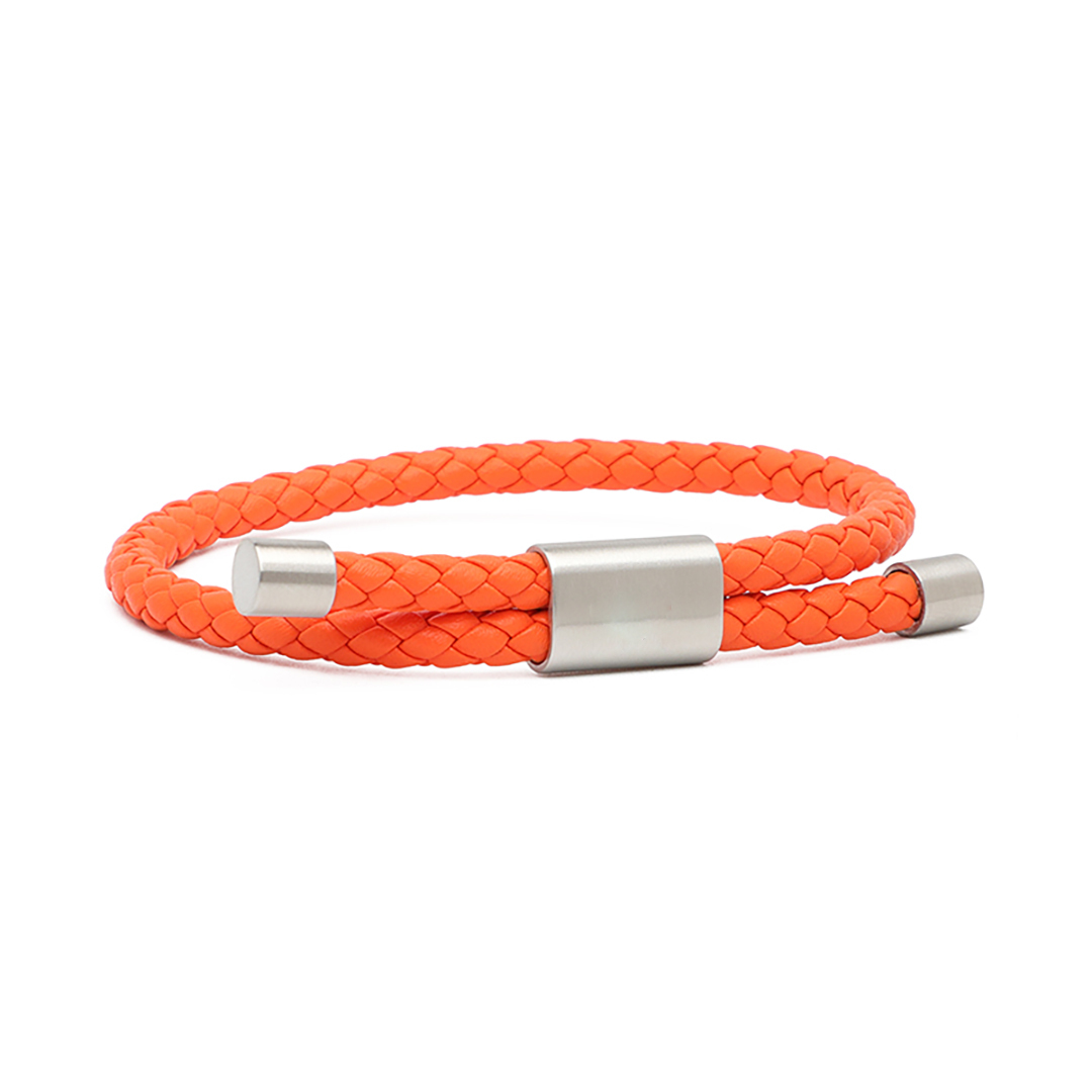 Multiple Sclerosis Unisex Orange Leather Cord Bracelet