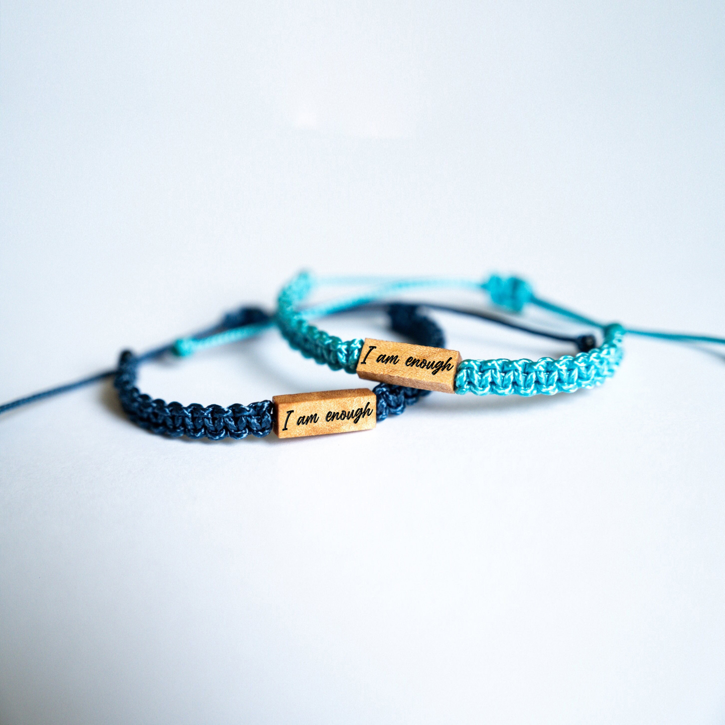 I Am Enough Reclaimed Wood Adjustable Bracelet