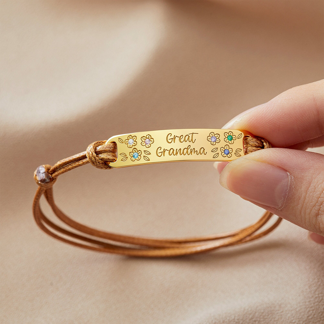 Personalized Gift Grandma's Garden Flower Bracelet