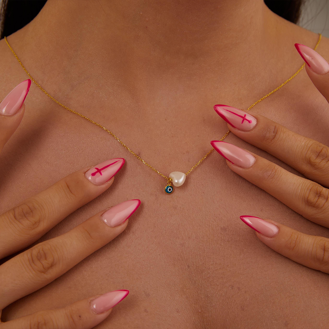 To Me From Me Self Love Evil Eye Pearl Heart Necklace