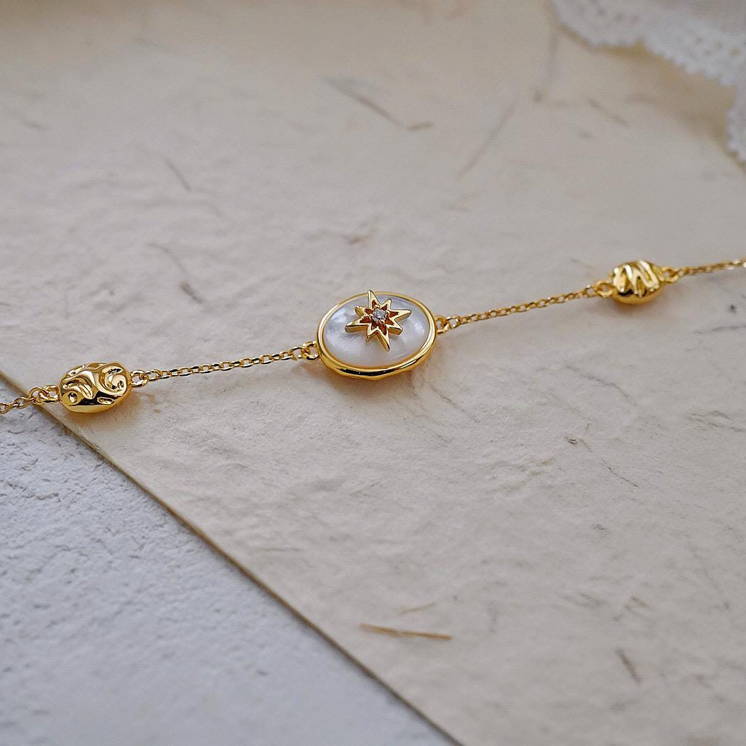 Gift For Mother & Daughter Mother Of Pearl Star Bracelet
