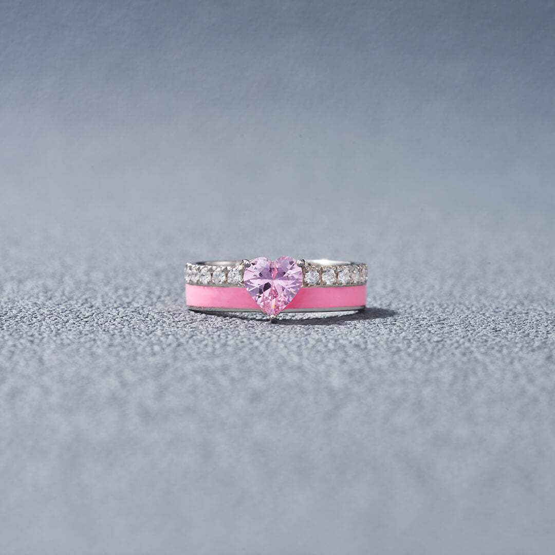 Breast Cancer Awareness And Never Give Up Heart Ring