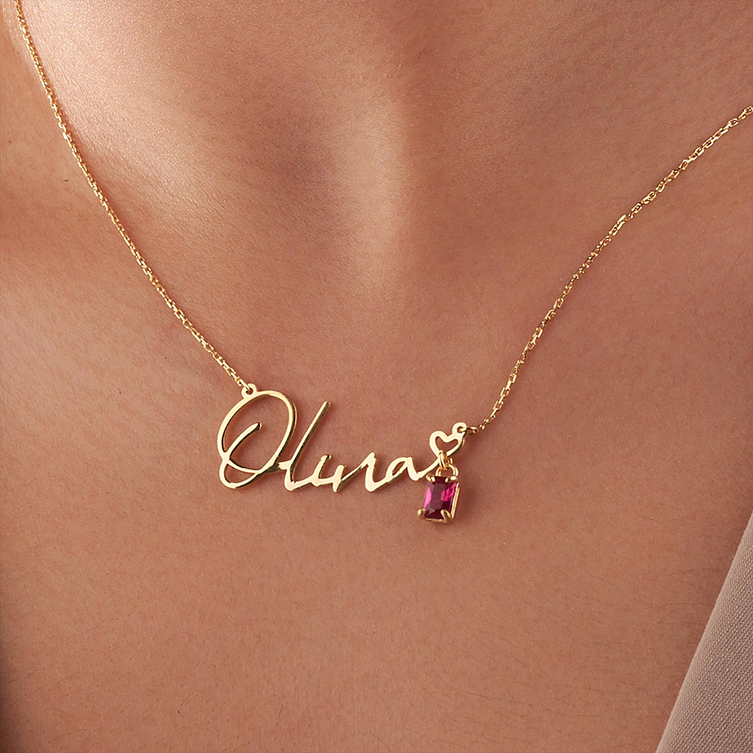 Personalized Name Necklace With Birthstone Self Love Necklace