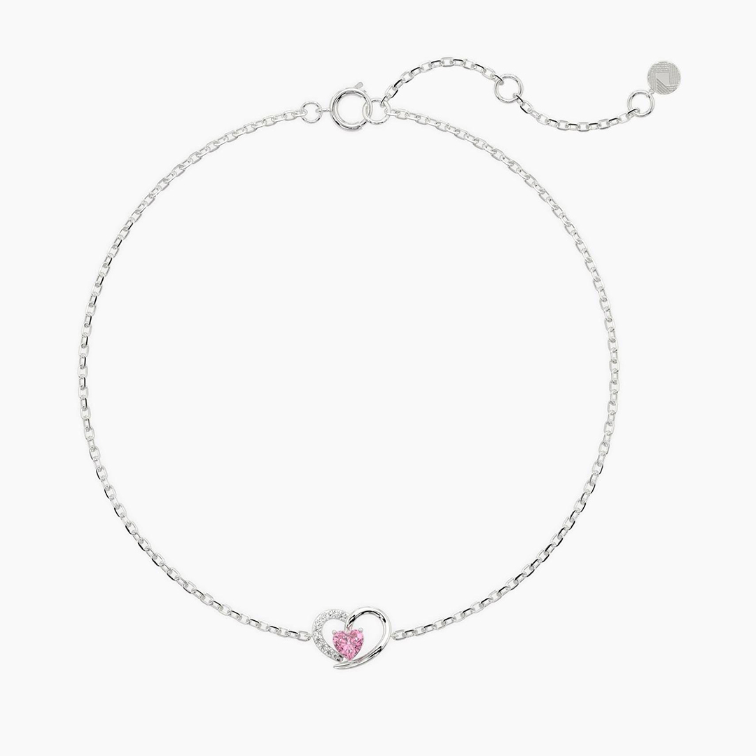 Round Pink Diamond Heart Bracelet