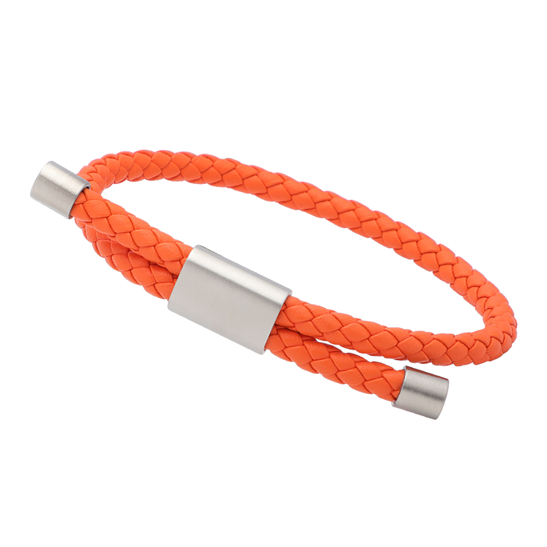 Multiple Sclerosis Unisex Orange Leather Cord Bracelet