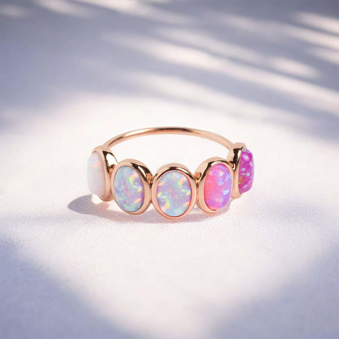 Mama of an Angel Opal Rainbow Ring