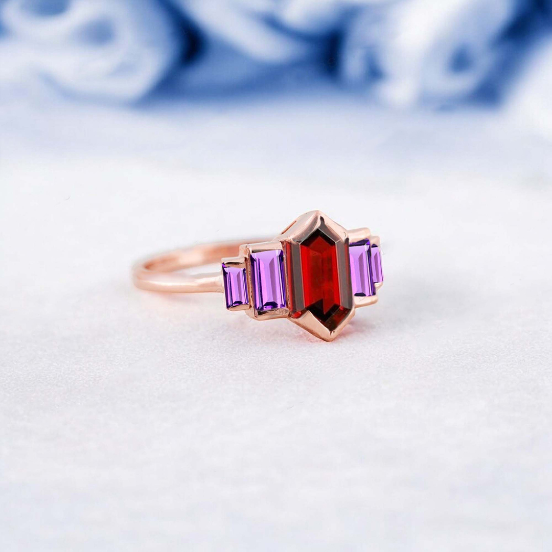 To Me From Me Vintage Garnet Amethyst Ring