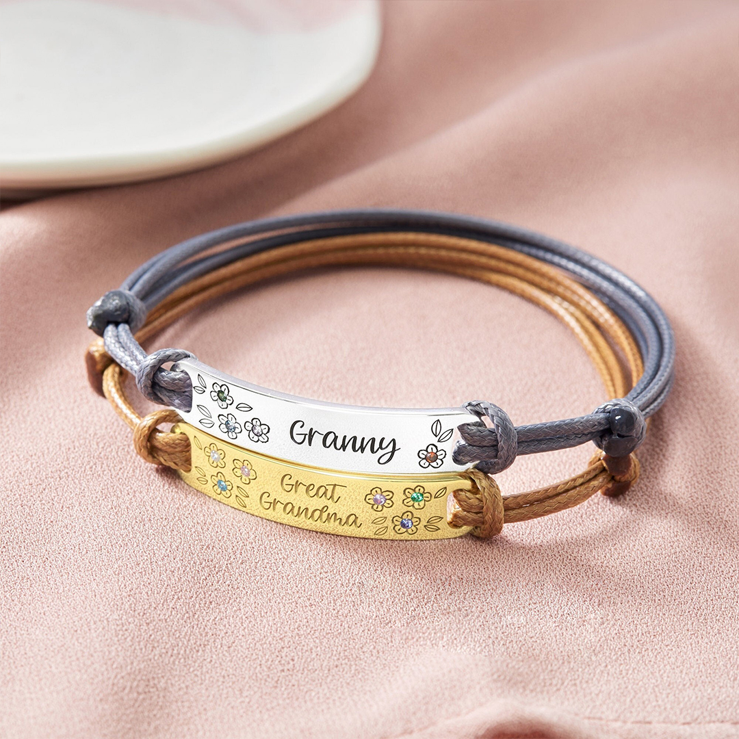 Personalized Gift Grandma's Garden Flower Bracelet
