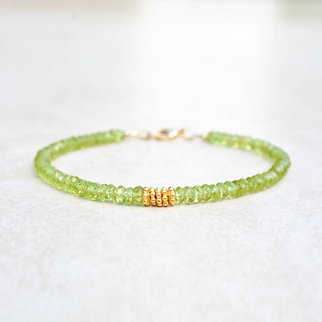 Kidney Disease Awareness Peridot & Gold Bracelet