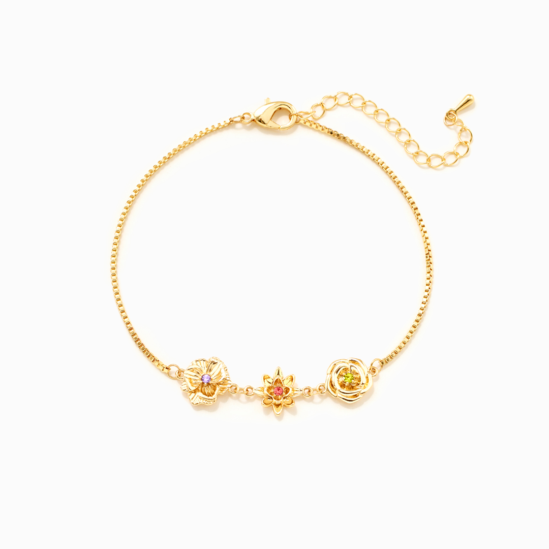 1-10 Three-Dimensional Birth Flowers Bracelet-Mother's Day Gift