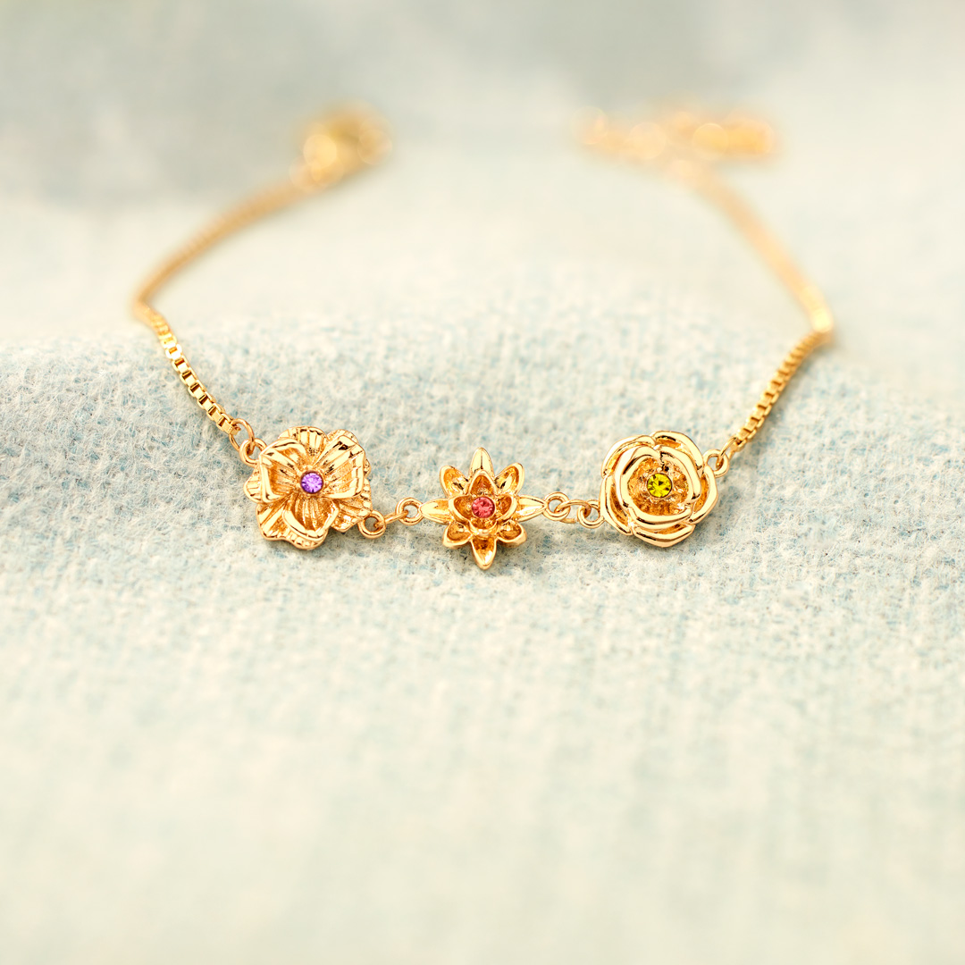 1-10 Three-Dimensional Birth Flowers Bracelet-Mother's Day Gift