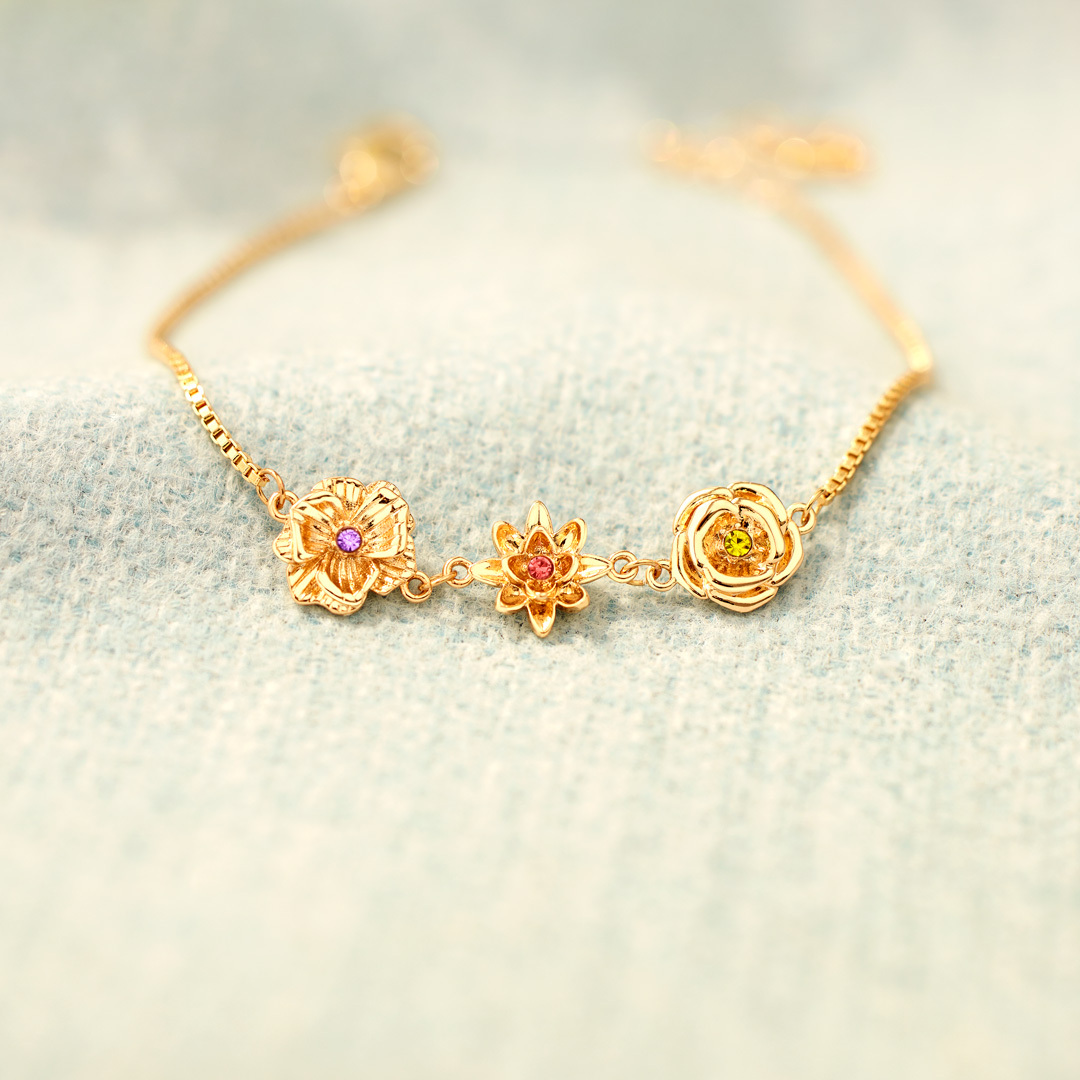 1-10 Three-Dimensional Birth Flowers Bracelet-Mother's Day Gift