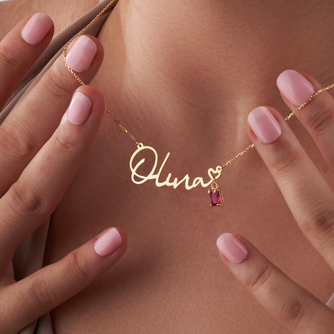 Personalized Name Necklace With Birthstone Self Love Necklace