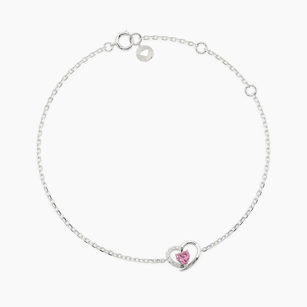 Round Pink Diamond Heart Bracelet