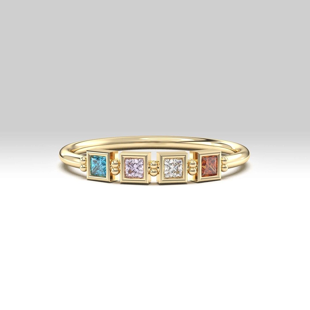 Personalized 1-7 Birthstones Starry Love Ring