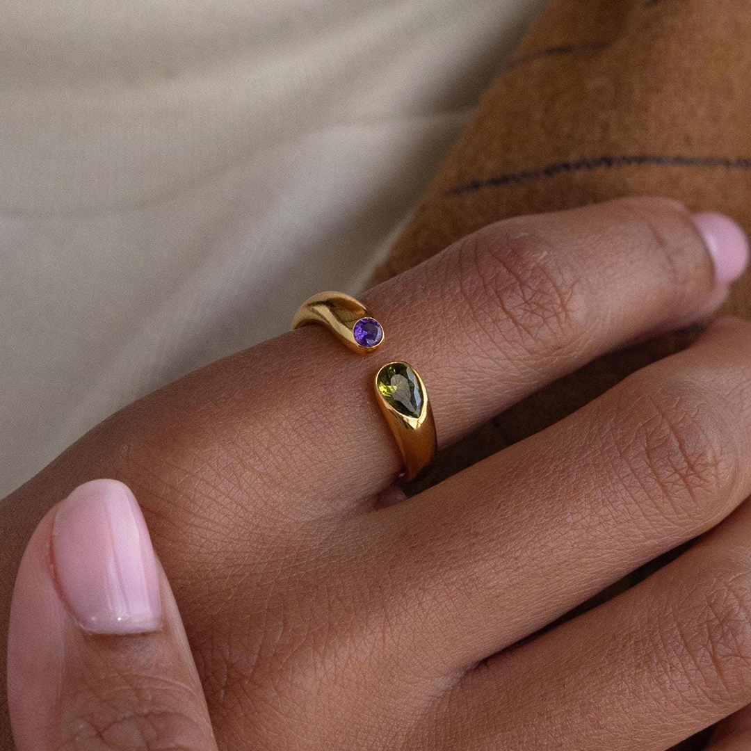 Personalized 1-2 Birthstones Soul Embrace Ring