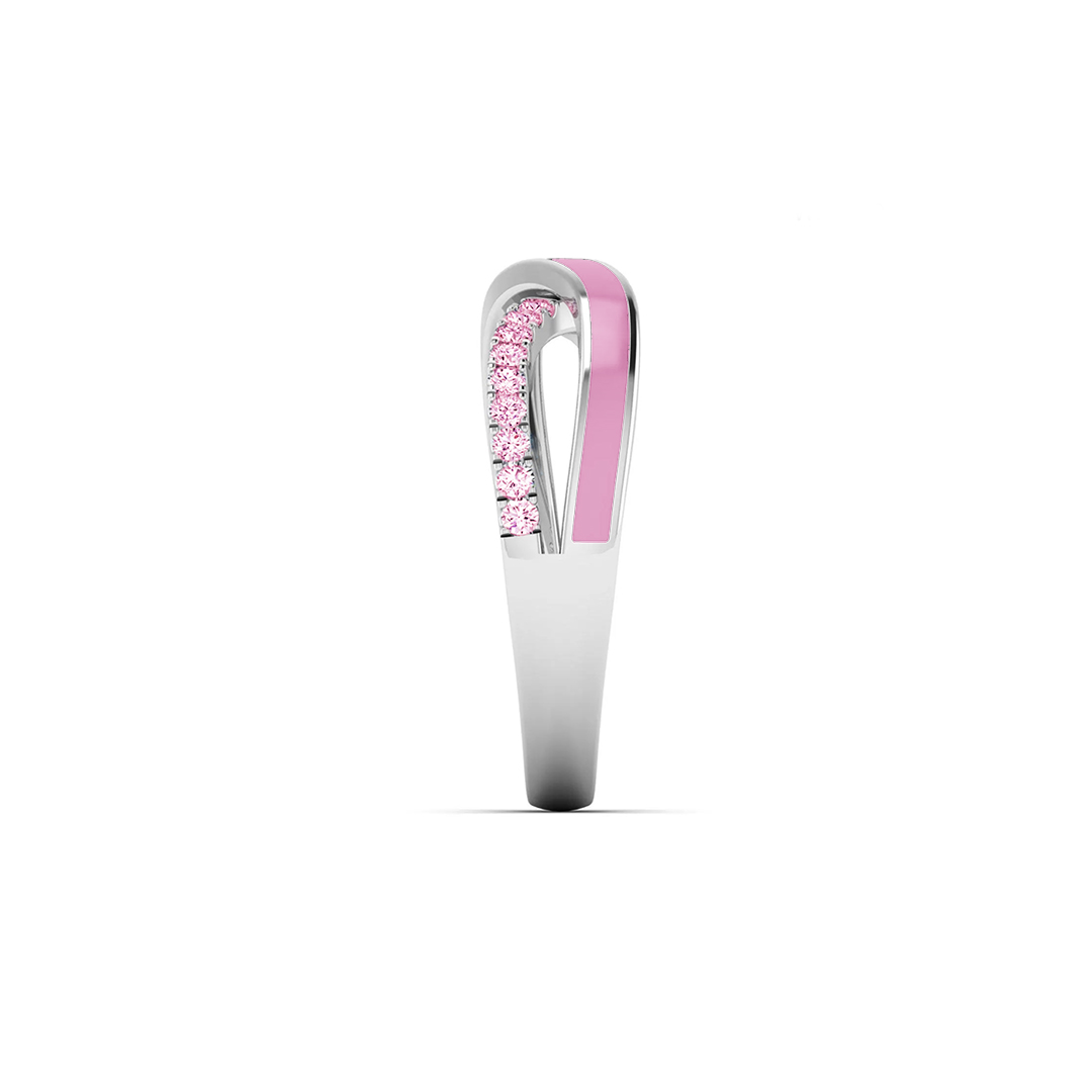 Breast Cancer Awareness Pink Crossing Ring
