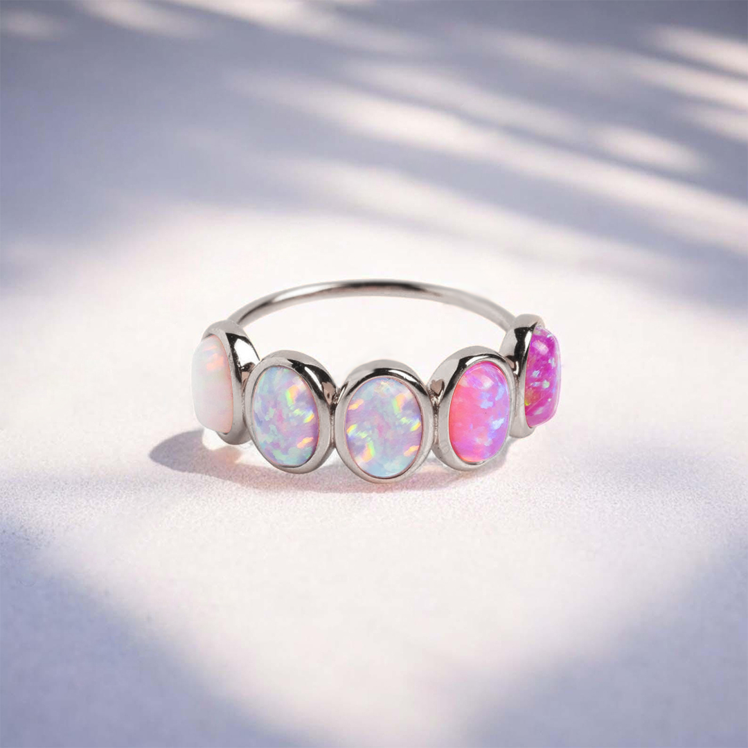 Mama of an Angel Opal Rainbow Ring