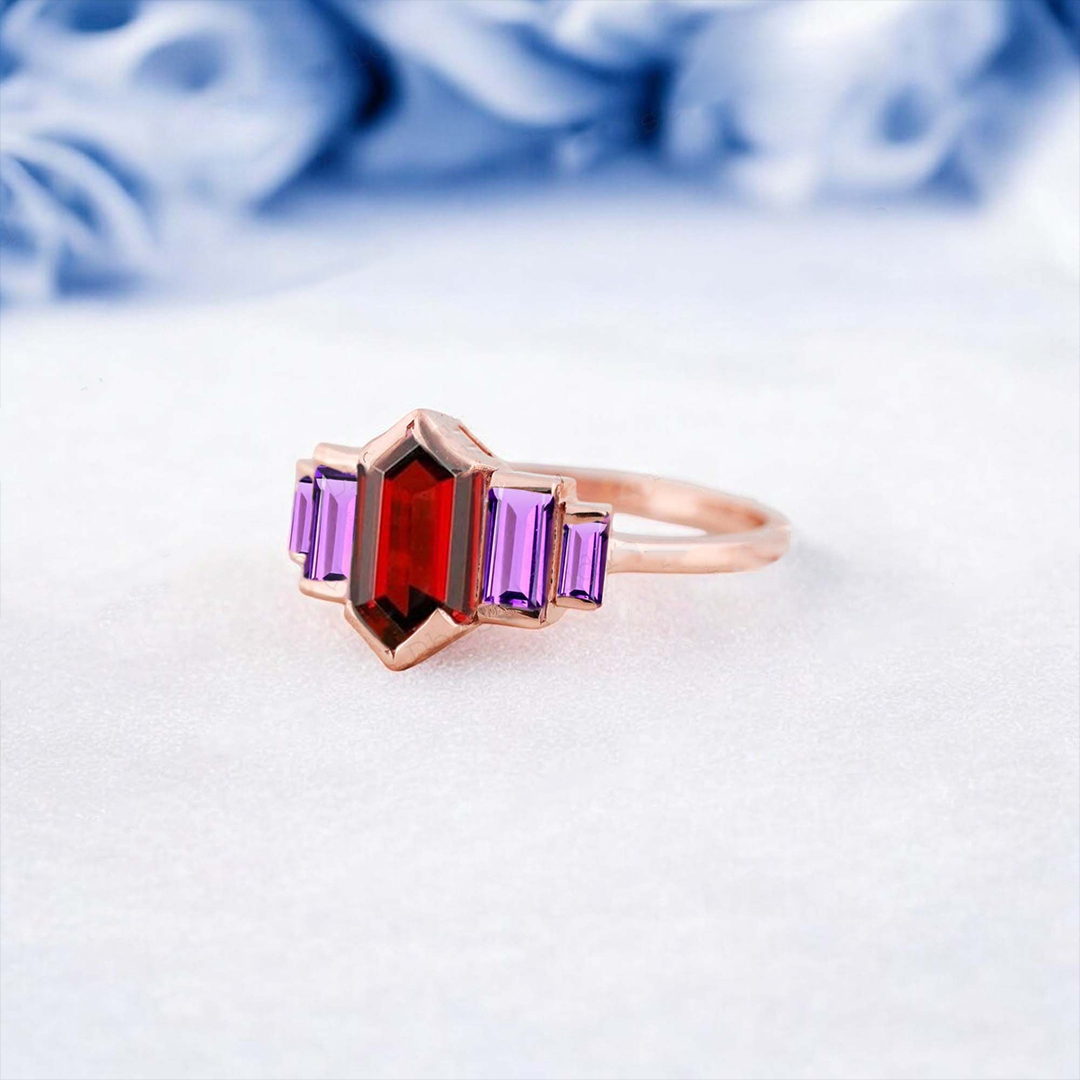 To Me From Me Vintage Garnet Amethyst Ring